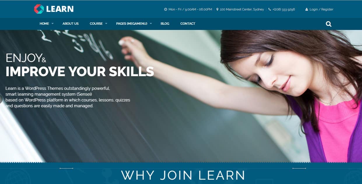16. Learn - Education, eLearning WordPress Theme