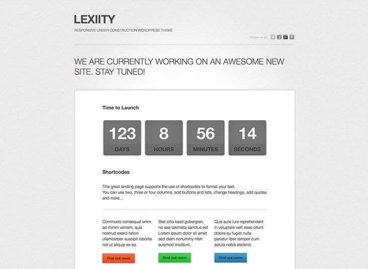 lexiity wordpress coming soon website template